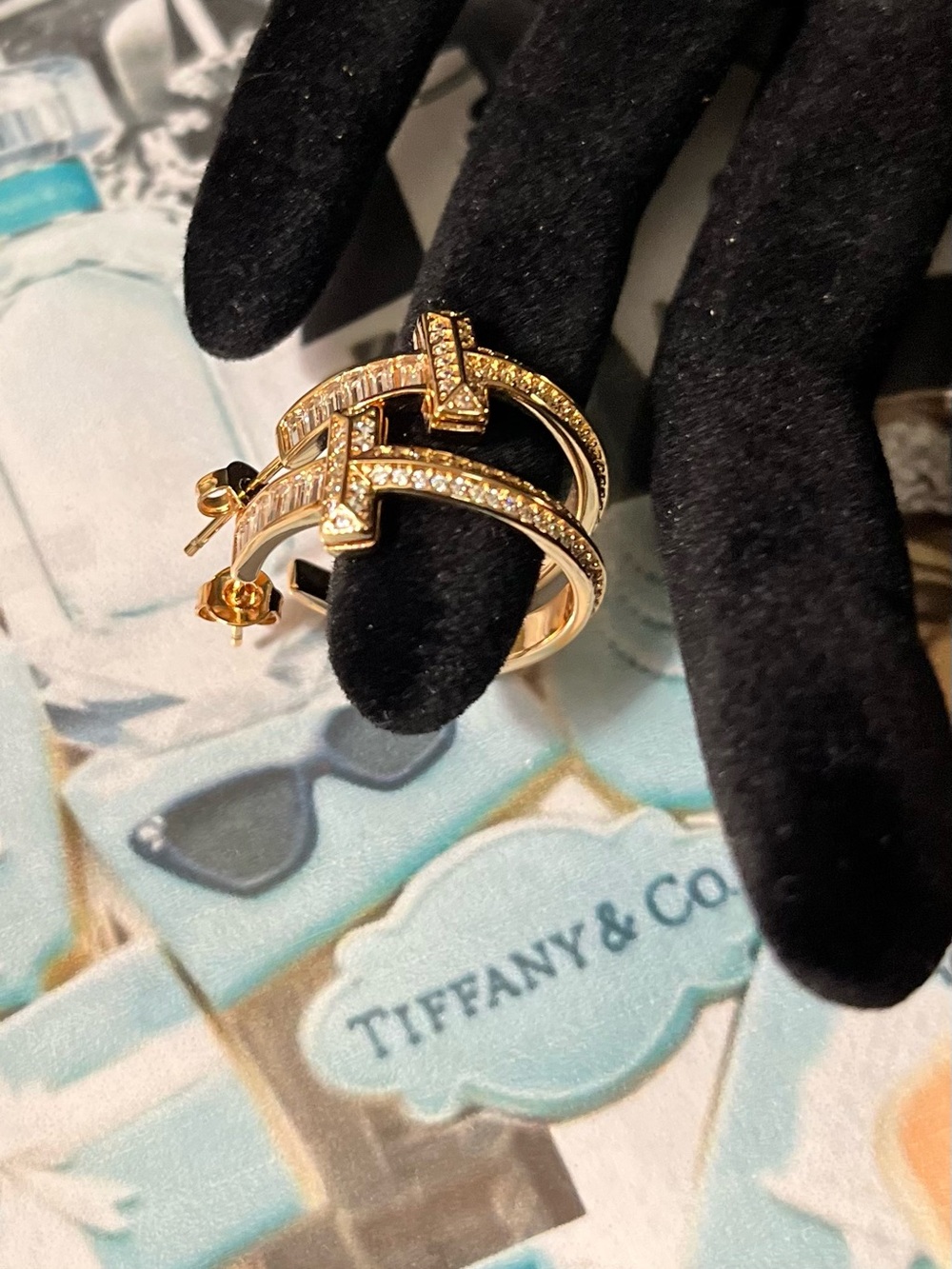Tiffany & Co. Gold Crystal Hoop Earrings